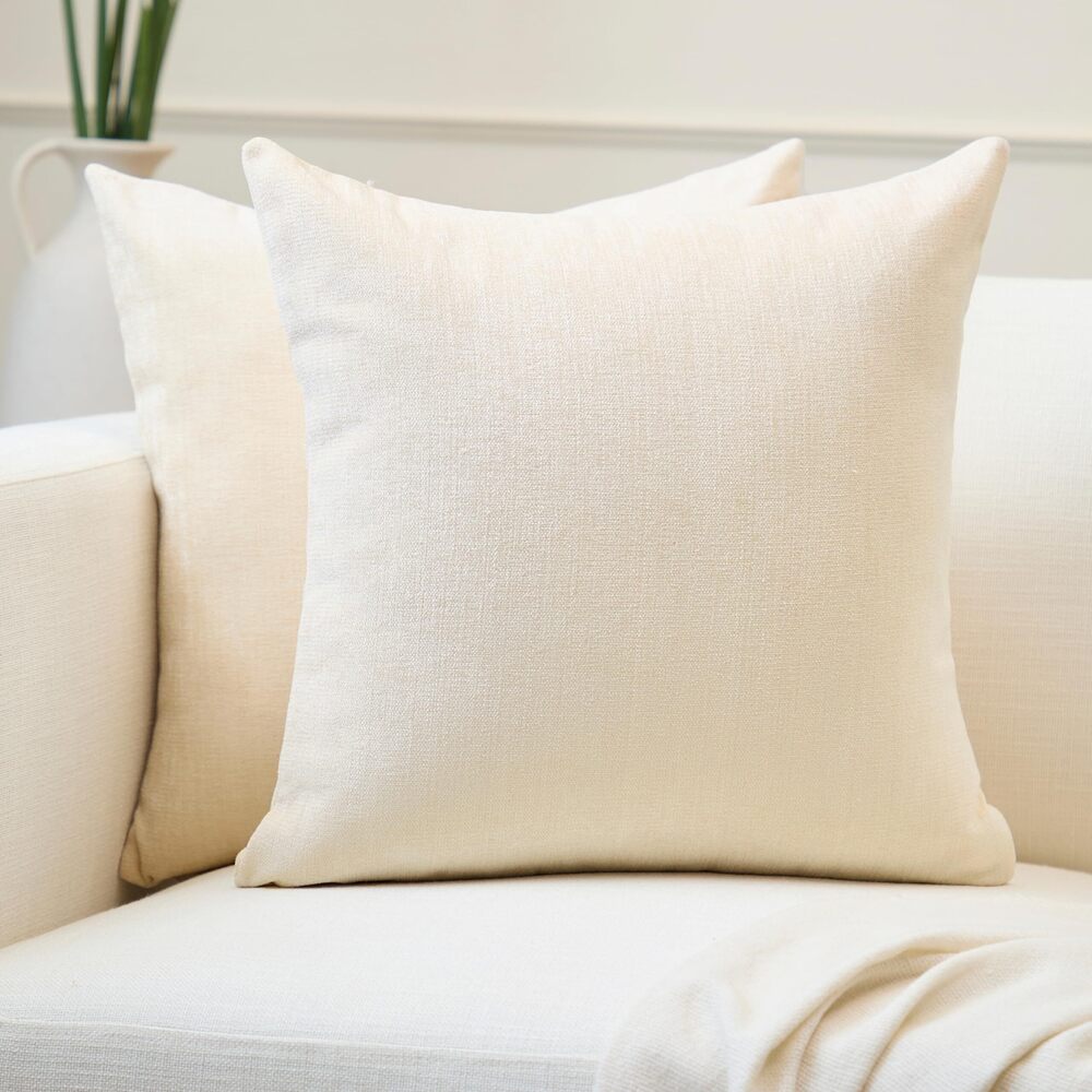 9411 Thick Chenille Throw Pillow Covers Set of 2 | Natural - 16"x16" 40x40